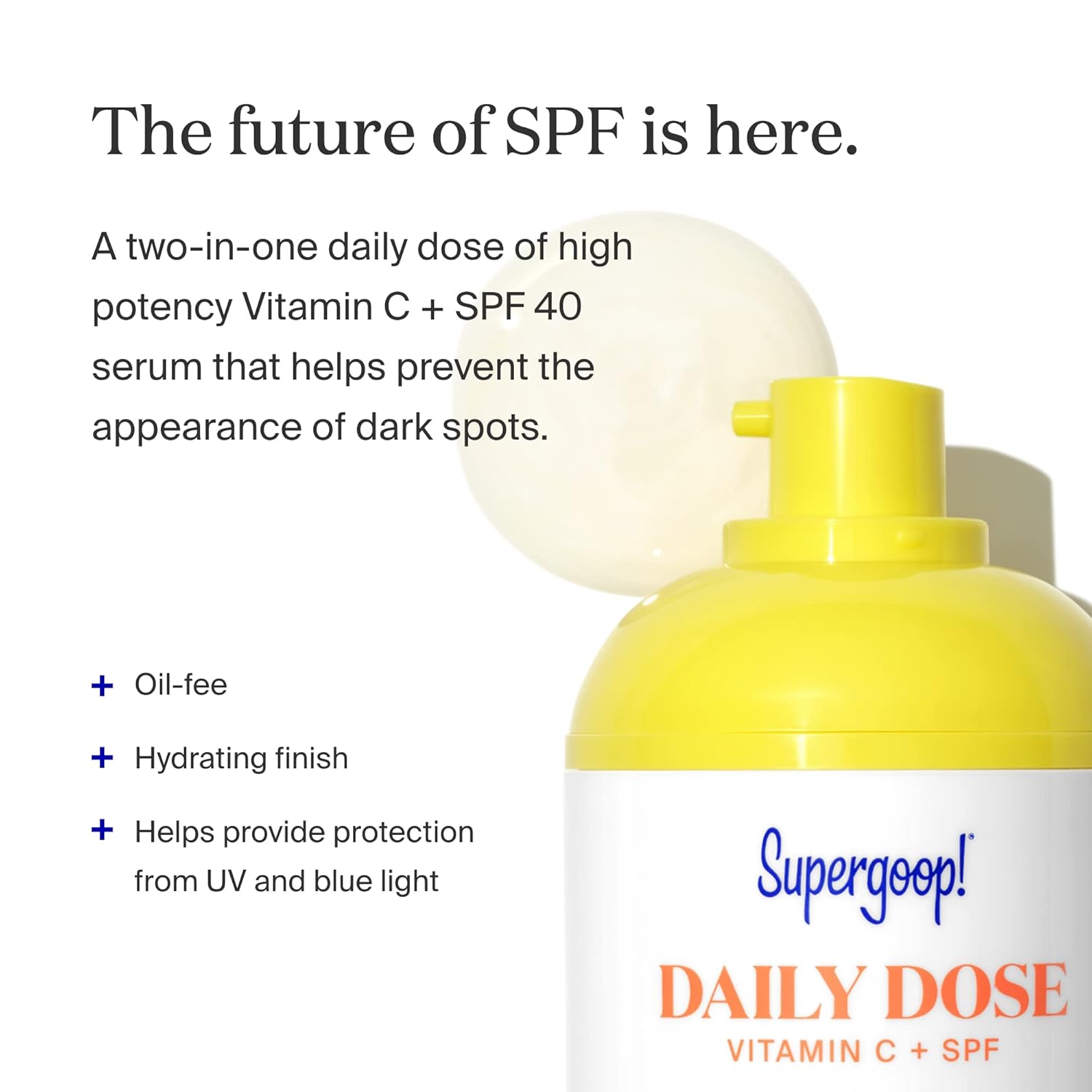 Supergoop! Daily Dose Vitamin C + SPF 40 PA+++, 1 fl oz - Broad Spectrum Sunscreen Serum - Helps Visibly Brighten Skin & the Appearance of Dark Spots - For All Skin Types